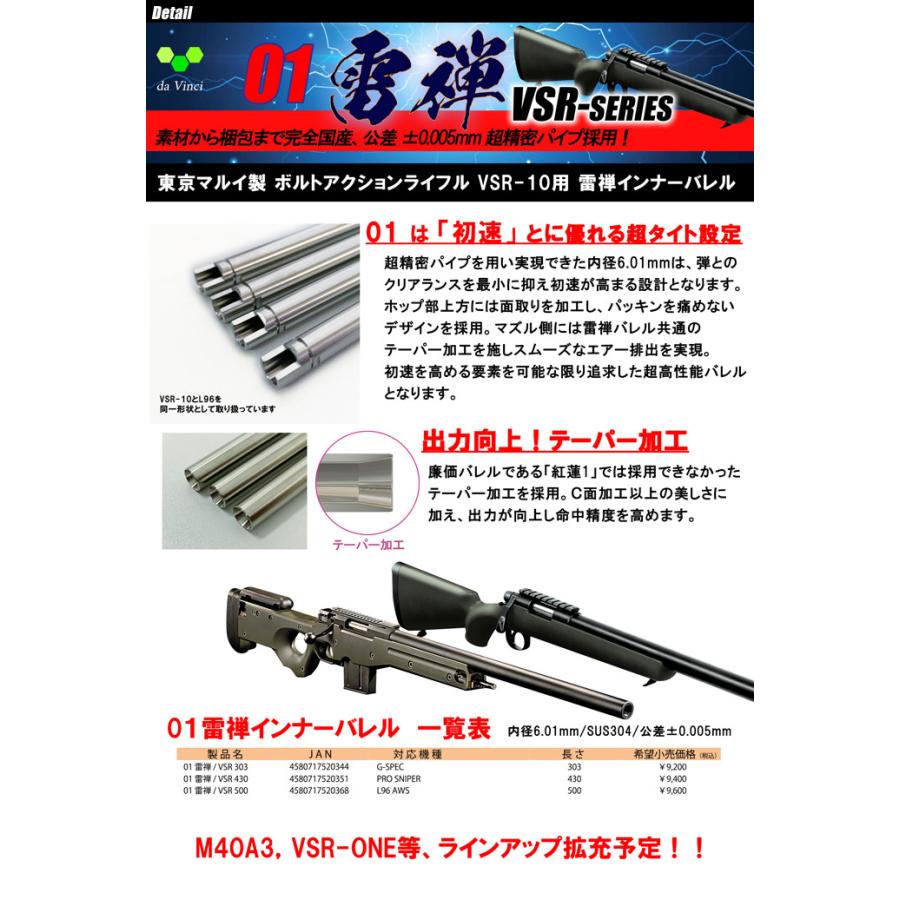 da vinci（ダヴィンチ） 01Raizen VSR 303【Gスペック】 エアガン インナーバレル 【メール便】の画像