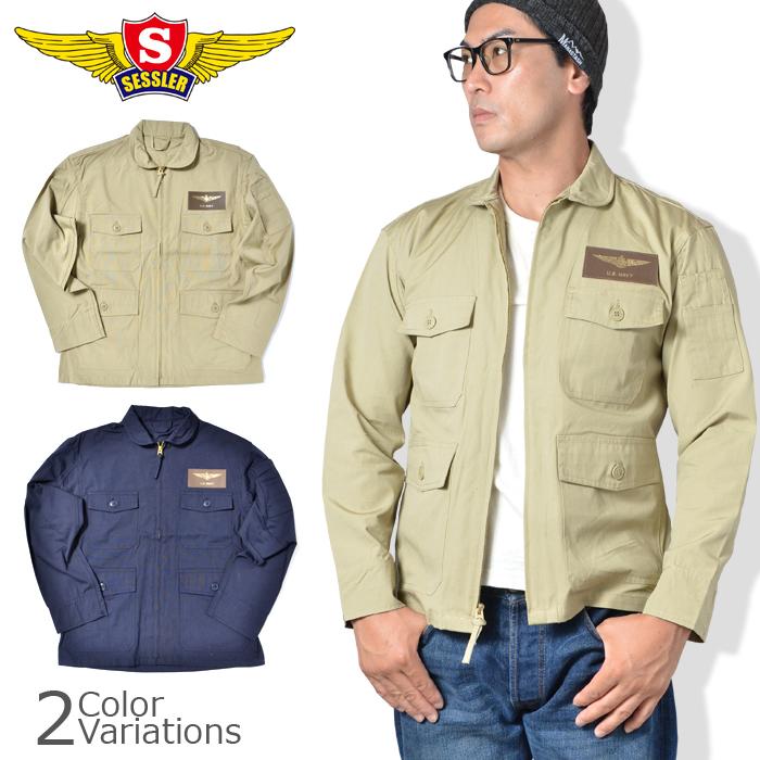 SESSLER（セスラ） U.S. NAVY TYPE AN-J2 JACKET フライト ジャケット パッチ付き 【中田商店】 A-614-WP｜swat