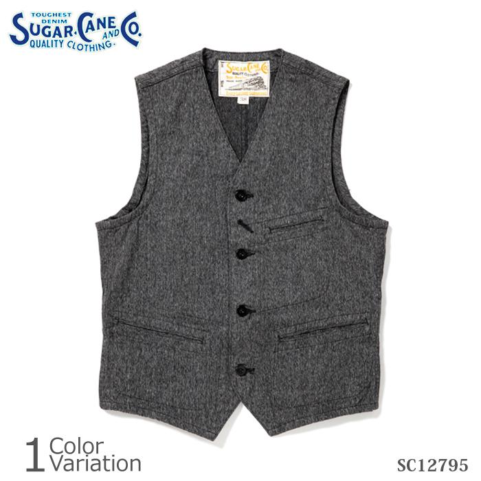 SUGAR CANE♦9oz. BLACK COVERT ワークベスト 黒 40 SUGAR CANE & Co.（シュガーケーン） 9oz. BLACK COVERT WORK VEST