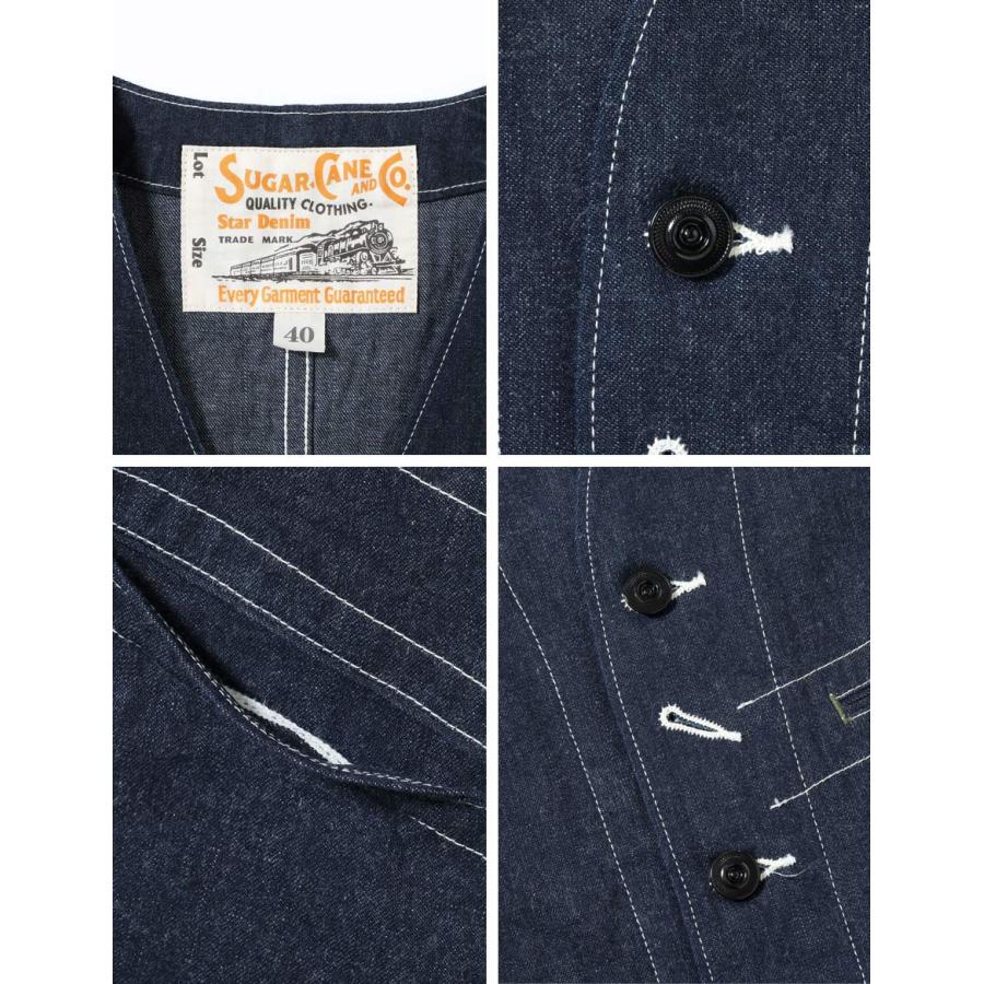 SUGAR CANE & Co. 11oz. BLUE DENIM WORK VEST SC15702 : ミリタリー