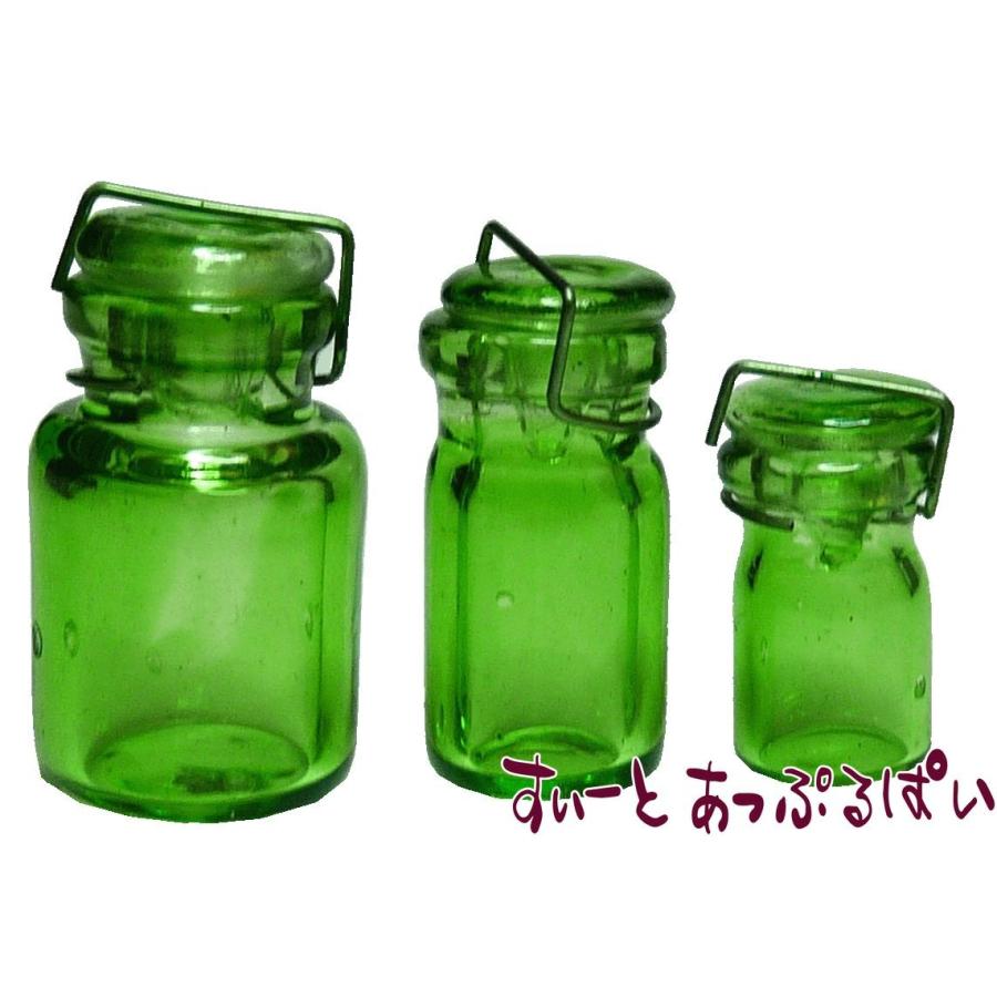 ガラスの保存瓶 超美品再入荷品質至上 ３サイズセット グリーン BDHB124 好評