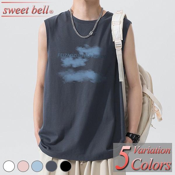商舗 タンクトップ メンズ ノースリーブ Tシャツ 袖なし おしゃれ 綿