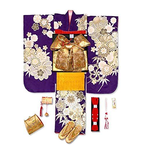 絶対一番安い 京都室町st 京都室町st 七五三 7歳 着物 フルセット 女の子 金駒刺繍 日本製 上質合繊 絵羽柄の四つ身の子供着物セット 着物 浴衣 和小物