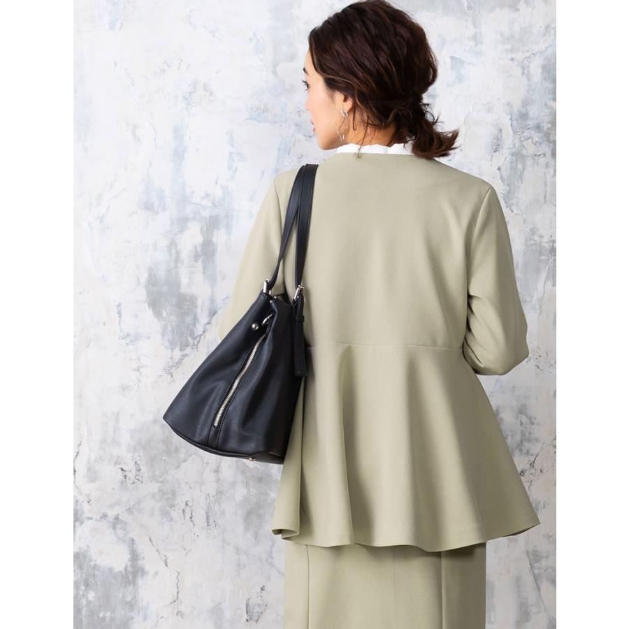 マタニティ 服 ママスーツ フォーマルセット オフィス ジャケット ノーカラーペプラム Iライン スカート フォーマル 仕事 通勤 事務服 人気 マーケット