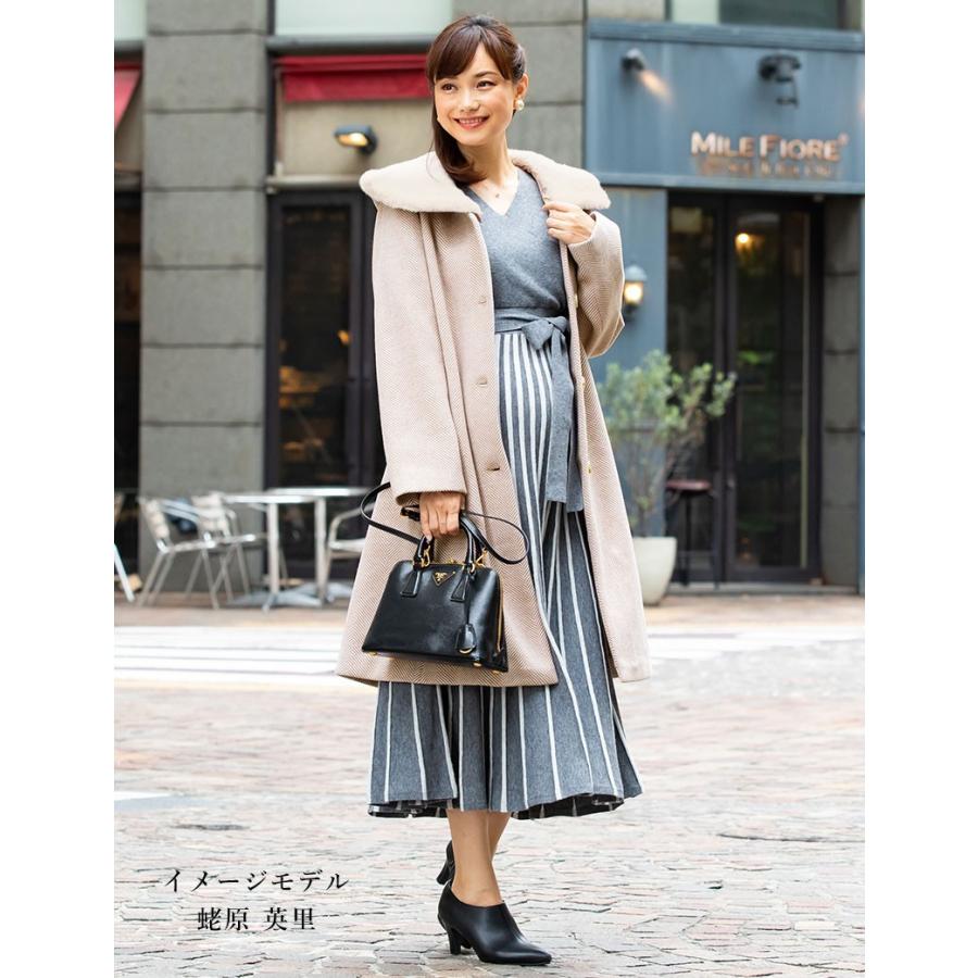 マタニティ 服 コート ママコート おんぶ だっこ可 ニットツイード フーデッド エコファー 襟3WAY | SweetMommy(授乳服&マタニティ) | 06