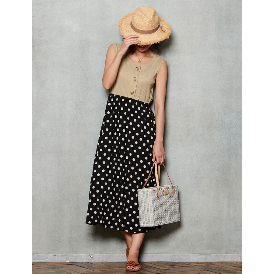 マタニティ 服 ワンピース 異素材ドッキング ロングワンピース ドット プリント ヘンリーネック 授乳服 春 夏 涼しい ワンピ マキシ ノースリーブ Bo 授乳服とマタニティ服のsweetmommy 通販 Yahoo ショッピング