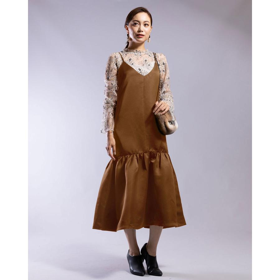 【タグ付き未使用】 Rirefeteオケージョン　ドレス　オールインワン レースブラウス×オールインワンレイヤードドレス - Rire Fete