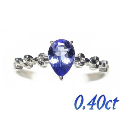 予約】【深海ブルーペアシェイプ】花枠にシンプルペアシェイプ0.40ct  