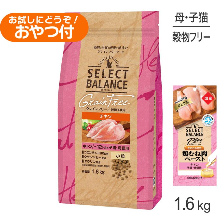 SELECTBALANCEグレインフリーチキンキトン子猫母猫1.6kg×3リピ割 SELECT BALANCE セレクトバランス グレインフリー キトン チキン 1.6