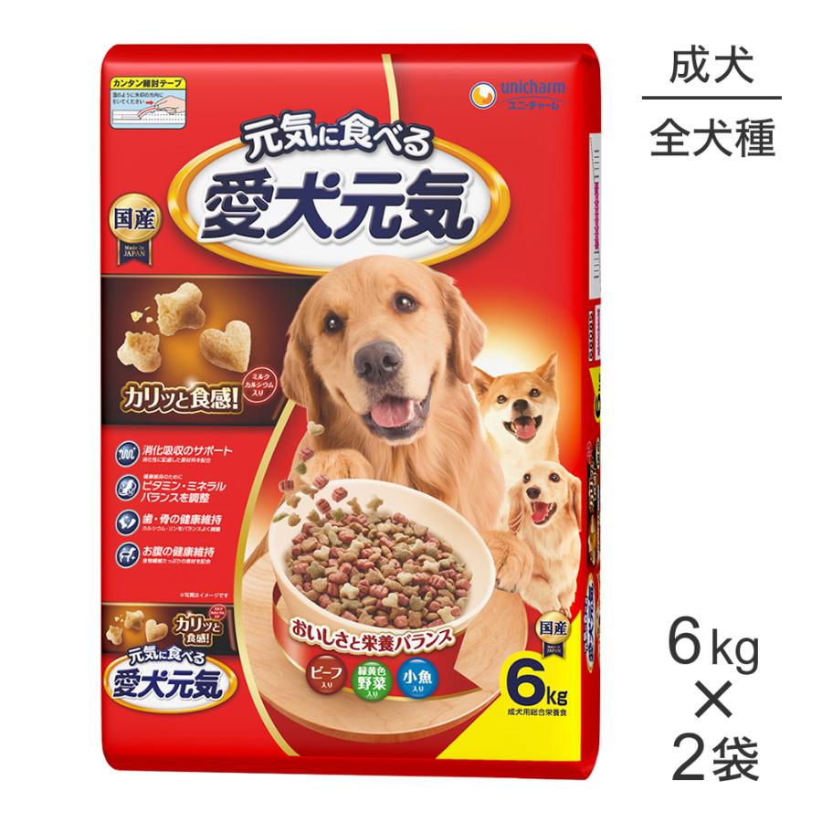 愛犬元気 ドライフード 6kg×2袋 愛犬元気 【6kg×2袋】ユニ・チャーム 成犬用 ビーフ・緑黄色野菜・小魚