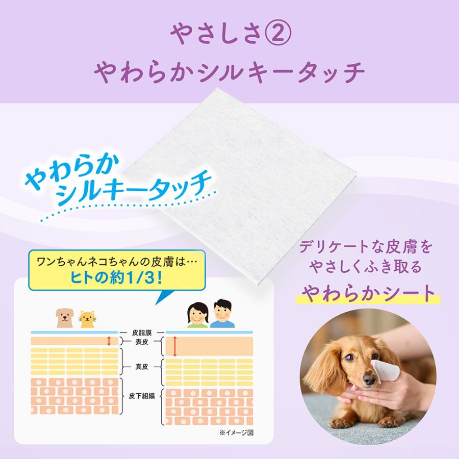 【(60枚×3P)×12袋】キミおもい 肌にやさしいウエットティシュー ノンアルコール除菌 (犬猫兼用) | エリエール Pet | 02