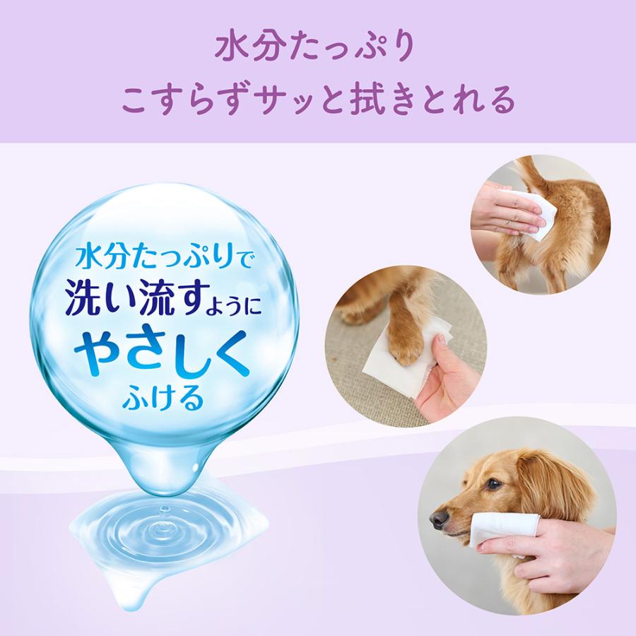 【(60枚×3P)×12袋】キミおもい 肌にやさしいウエットティシュー ノンアルコール除菌 (犬猫兼用) | エリエール Pet | 03