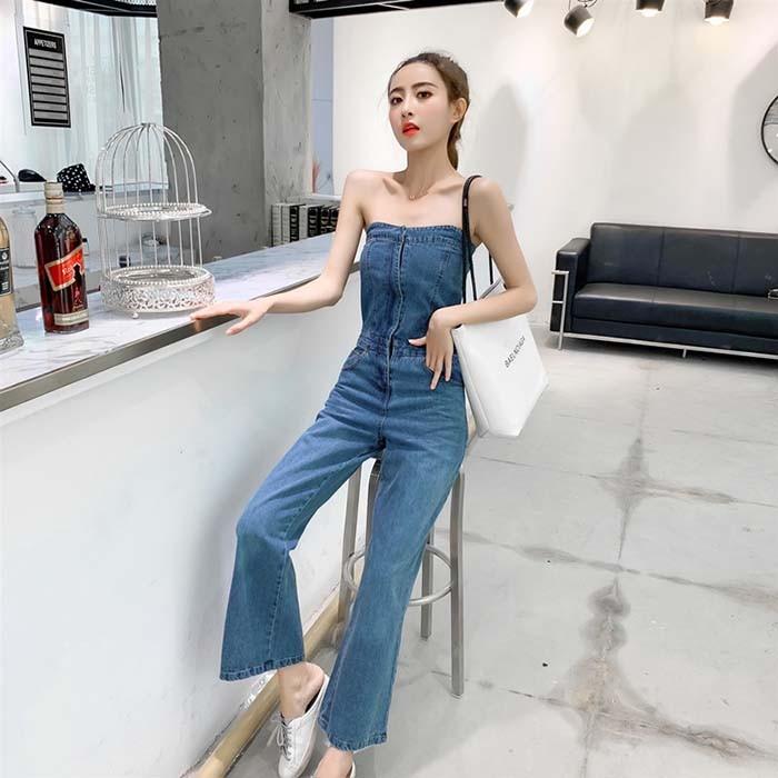 チューブトップデニムサロペット チューブトップ デニム サロペット レディース オールインワン ジャンプスーツ つなぎ ボトムス パンツ Sweet Pocket 通販 Yahoo ショッピング