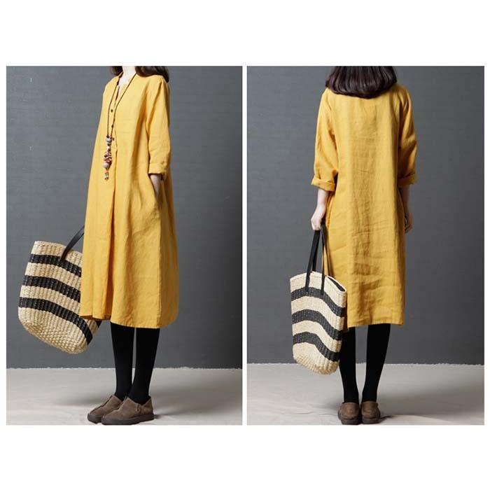 リネンシャツワンピース 大人 麻 ワンピ リネン ワンピース レディース チュニック ミディアム ミモレ 体形カバー 長袖 シャツワンピース リネン混紡 Sweet Pocket 通販 Yahoo ショッピング