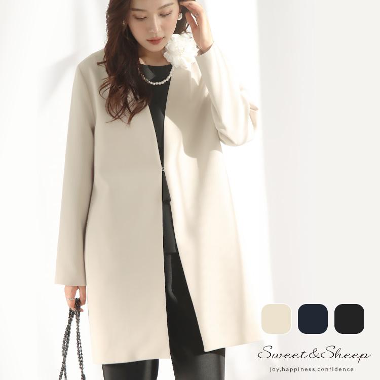 ノーカラーコート コート ノーカラー ジャケット アウター 秋 ノーカラージャケット レディース フォーマル 入学式 七五三 ゆったり ロング 9号 11号 13号 2312 Sweet Sheep 通販 Yahoo ショッピング