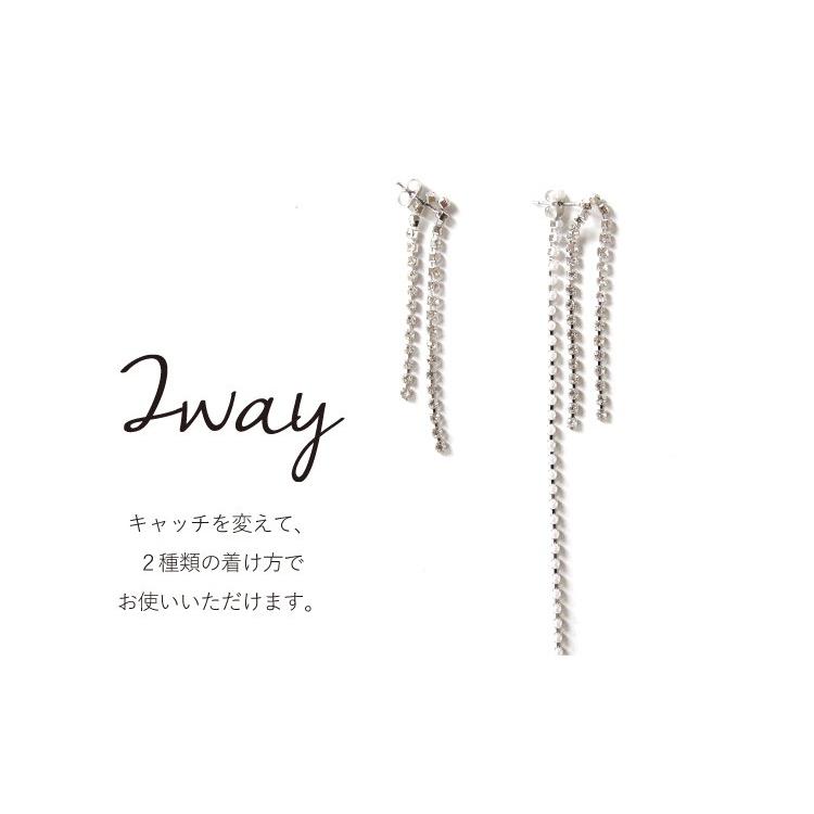 ピアス pierce レディース 40代 50代 30代 20代 アクセサリー 3連 3ライン ロング 2WAY パール ビジュー ロング 上品｜sweet-sheep｜02