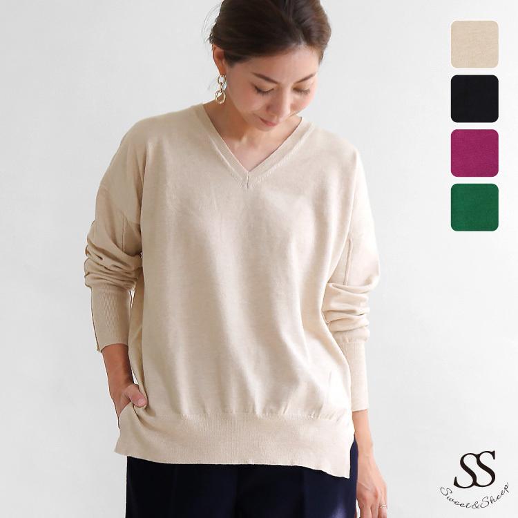 ニット トップス Vネック ニットトップス プルオーバー レディース 長袖 冬 秋 大人 お仕事 ママ キレイ きれいめ 上品 30代 40代 Sweet Sheep 通販 Yahoo ショッピング