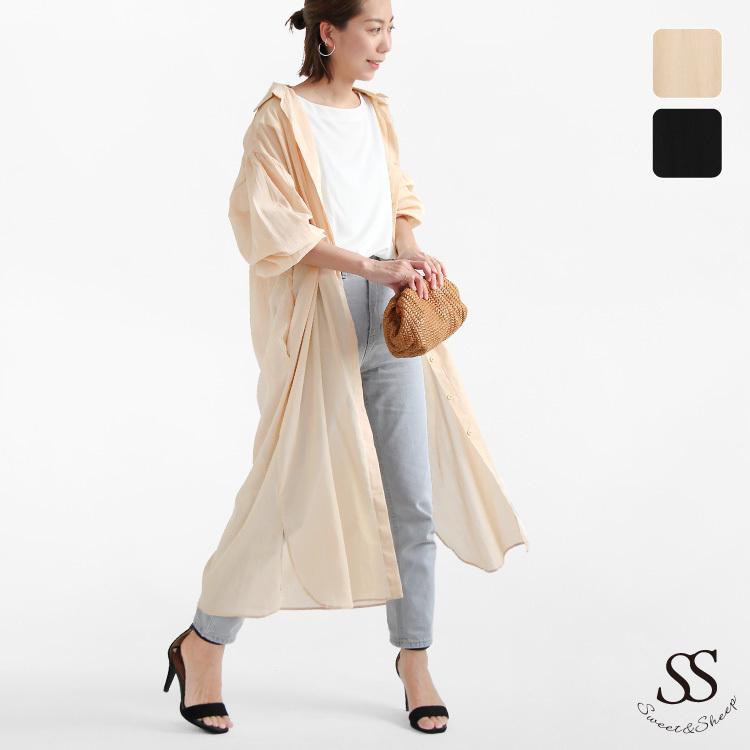 ワンピース レディース シャツワンピ シアーシャツ ワンピ 綿 コットン100 ママ 母 大人 羽織り 春夏 おしゃれ 透け感 長袖 30代 40代 Sweet Sheep 通販 Yahoo ショッピング