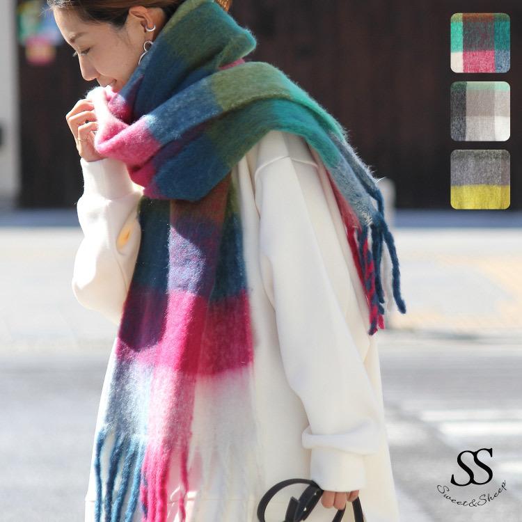 マフラー レディース 冬秋 チェック柄 大判ストール もこもこ ボリューム ショール ひざ掛け ブランケット 羽織り 小物 ギフト 厚手 ママ 30代 40代 マルチ Sweet Sheep レディース フォーマル 通販 Yahoo ショッピング