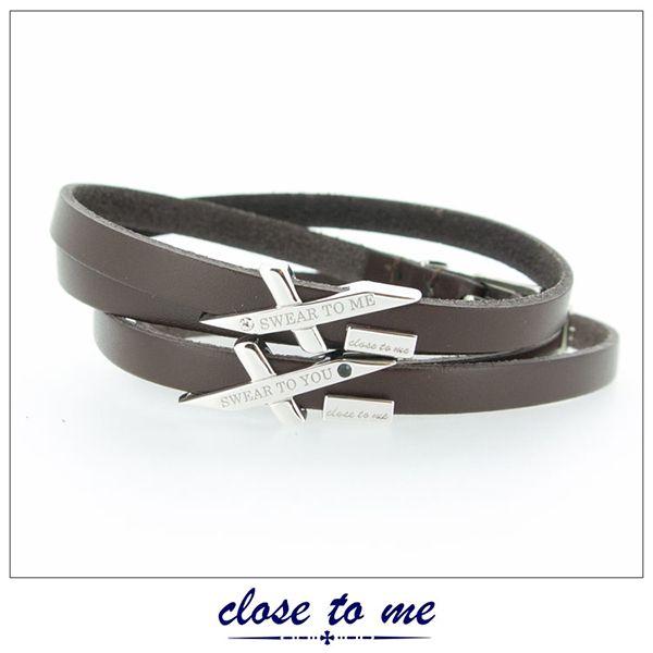 ペアブレスレット レザー クロストゥーミー close to me スワロ 革 シルバー アクセサリー カップル ペア ブレスレット SBR13-015 SBR13-016