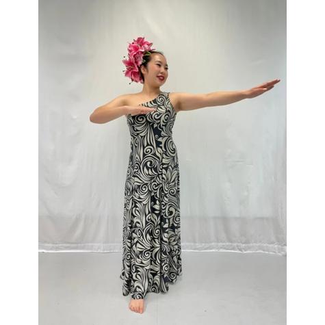 人気花柄スタンダードワンピース！ストレッチ素材で練習着にピッタリ！ ストレッチ素材ワンショルダードレス（袖なしタイプ）14色から