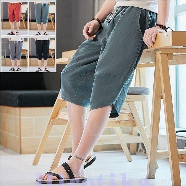 リネンパンツ メンズ クロップドパンツ 綿麻パンツ 夏ズボン ワークパンツ ワイドパンツ 春夏 限定タイムセール