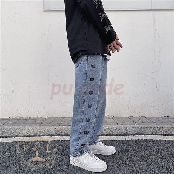 海外輸入 ボトムス パンツ ワイドパンツ メンズ プリント ロゴ クマ カコイイ ワイドパンツ メンズ バギーパンツ カジュアルパンツ プリント ロゴ クマ ジュニア カコイイ 太め ゆったり 韓国風 春夏秋 Www Threeriversofs Com