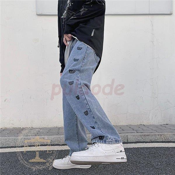 海外輸入 ボトムス パンツ ワイドパンツ メンズ プリント ロゴ クマ カコイイ ワイドパンツ メンズ バギーパンツ カジュアルパンツ プリント ロゴ クマ ジュニア カコイイ 太め ゆったり 韓国風 春夏秋 Www Threeriversofs Com