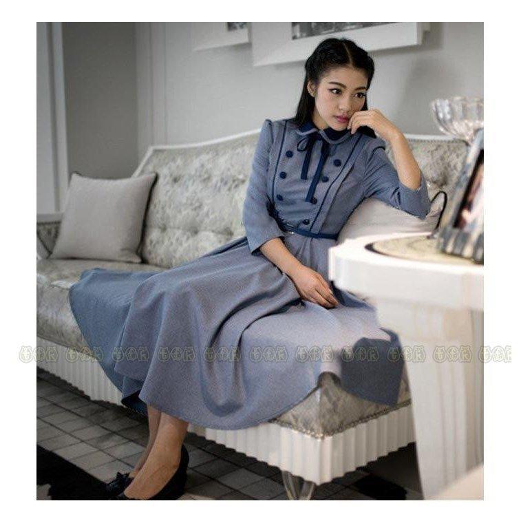 在庫限り レディース 長袖マキシワンピース ロング丈フレアワンピース お嬢様ワンピ 丸襟 9分袖 ダブルボタン レトロ ハイウエスト 優雅 新作 即納 全国送料無料 Www Amussol Org Do