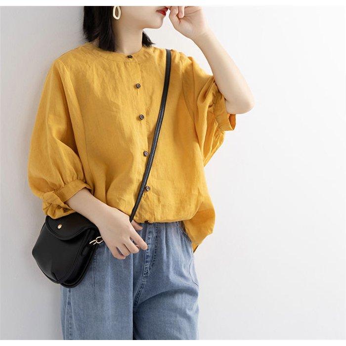 ブラウス 半袖 レディース 綿麻混風 無地 シャツブラウス トップス ゆったり 大きいサイズ シャツ オフィス 通勤 体型カバー 夏 コーデ コットンリネン 6色 格安人気