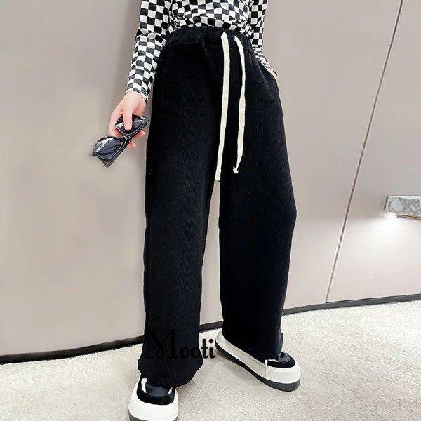 裏起毛 ワイドパンツ 子供服 こども おしゃれ ロングパンツ フレアパンツ 女の子 秋 冬 冬服 小学生 黒 ブラック ホワイト 140 150 160 170 韓国 メール便無料