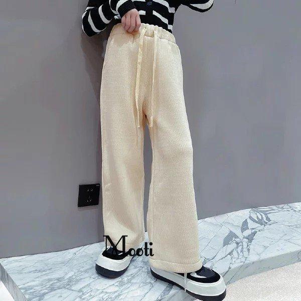 裏起毛 ワイドパンツ 子供服 こども おしゃれ ロングパンツ フレアパンツ 女の子 秋 冬 冬服 小学生 黒 ブラック ホワイト 140 150 160 170 韓国 メール便無料
