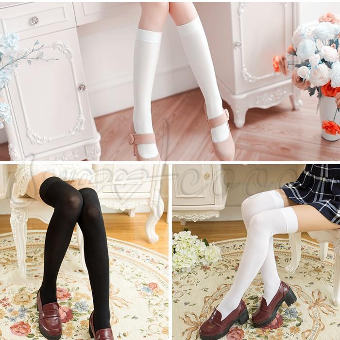 ニーハイソックス 白 レディース 女用 黒 ストレッチ 無地 学院風 薄手タイプ 靴下 送料無料 19wz スウィートコッコ 通販 Yahoo ショッピング