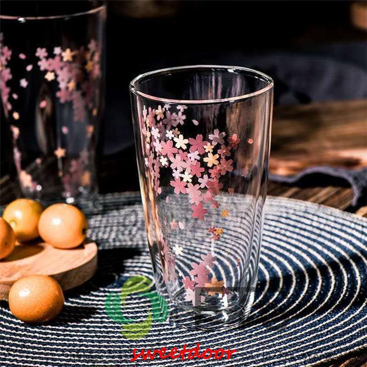 二重構造 ガラス カップ 耐熱ガラス コップ 桜 ギフト コーヒーコップ