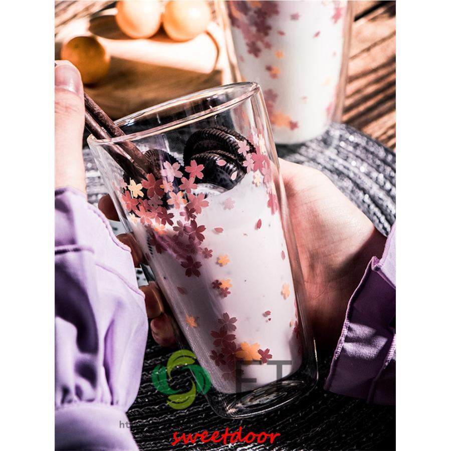 二重構造 ガラス カップ 耐熱ガラス コップ 桜 ギフト コーヒーコップ
