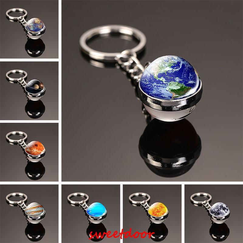 宇宙ガラス　キーホルダー 宇宙キーホルダー キーホルダー 雑貨 球形 太陽系 銀河 カラフル