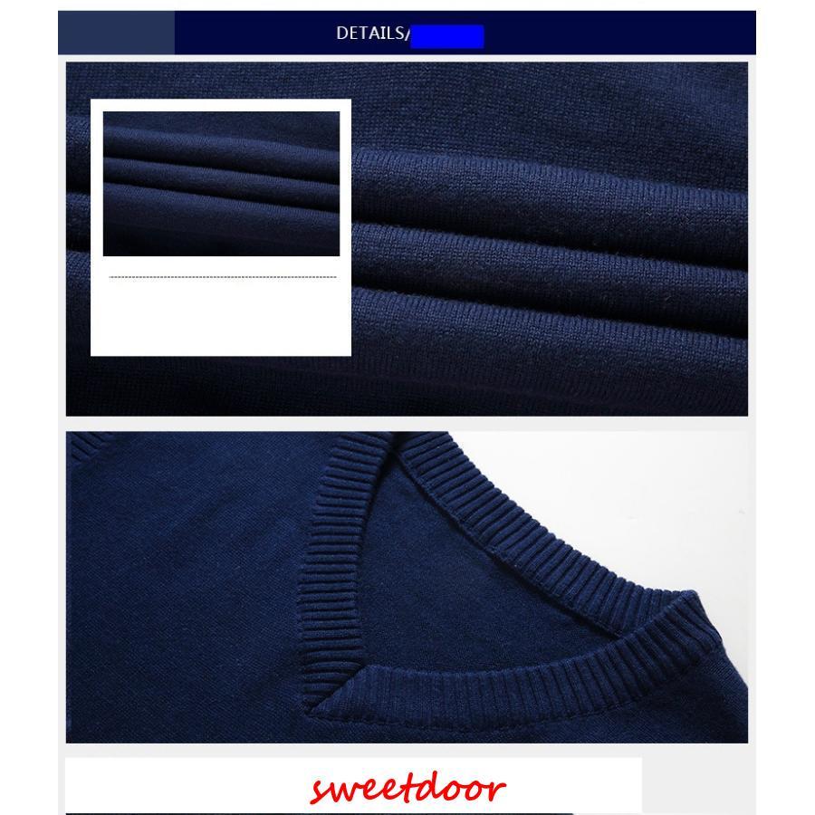 ニットベスト メンズ Vネック 薄手 ニット ノースリーブ 紳士服 秋冬 トップス インナーベスト 通勤 スリム｜sweetdoor｜11