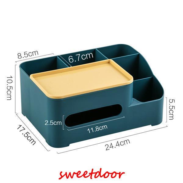 ティッシュケース 卓上収納ボックス 小物入れ 多機能 仕分け おしゃれ 整理 リモコンケース 整頓 便利 文房具 省スペース 雑貨 ペン立て 大容量｜sweetdoor｜02