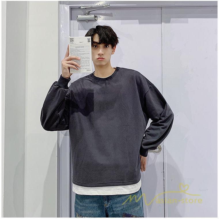 tシャツ メンズ Tシャツ 長袖 ロングt トップス レイヤード風