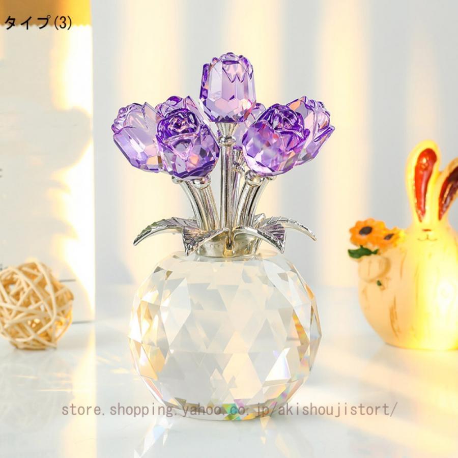 クリスタルバラガラス 置物 オーナメント クリスタル 花 クリスタルバラガラス 置物 オーナメント クリスタル 花