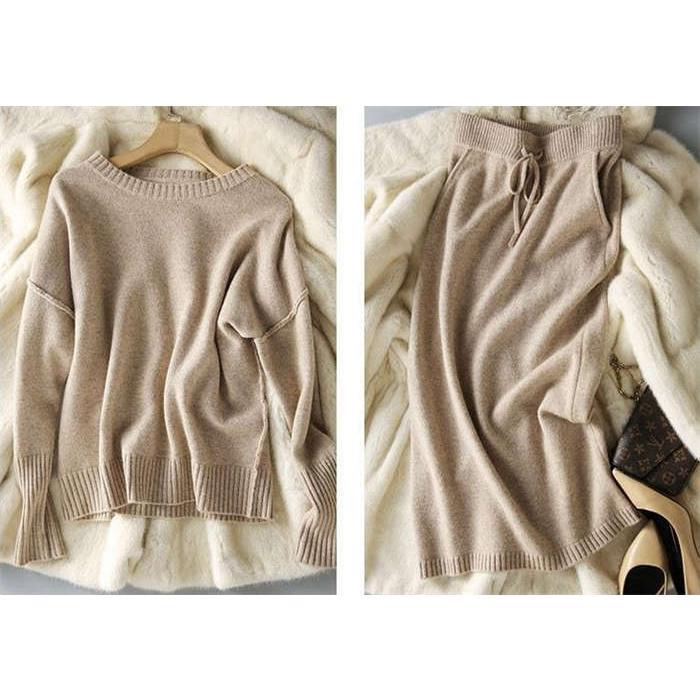 セットアップ レディース ニット 秋冬ュアル スカートスーツ