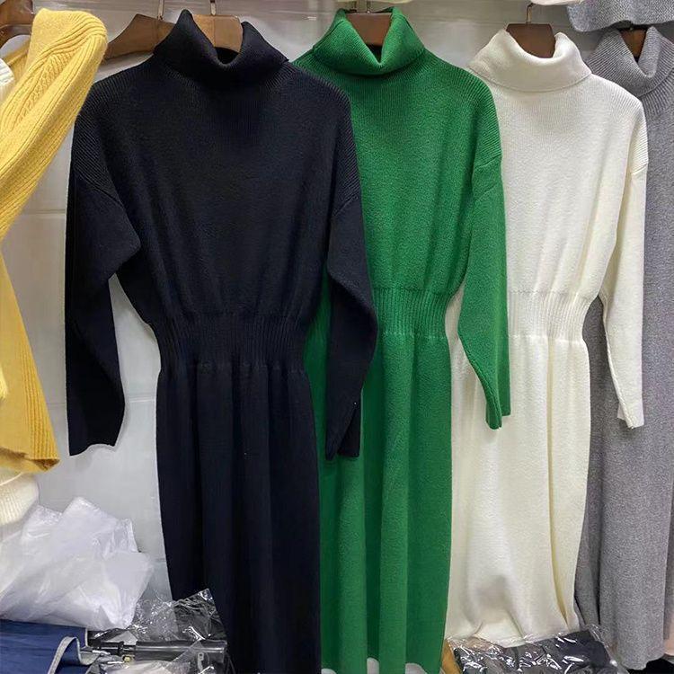 緑 白 黒 ニットワンピース ロング 春秋冬 きれいめ 膝丈 緑 白 黒 ニットワンピース ロング 春秋冬 きれいめ 膝丈