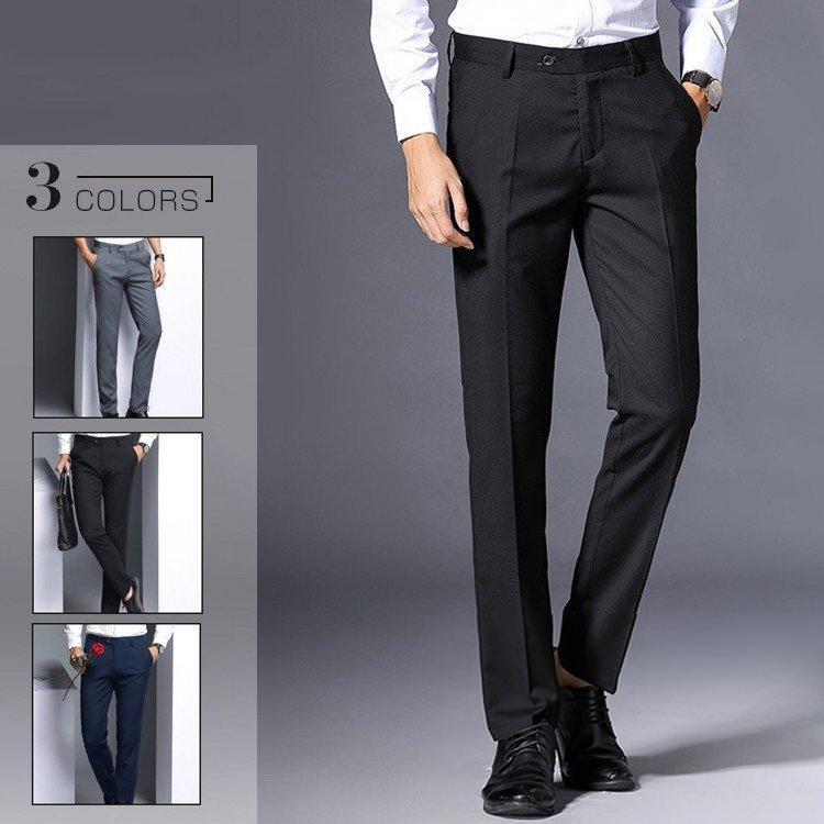 スラックス メンズ チノパン ビジネスパンツ テーパードパンツ 無地