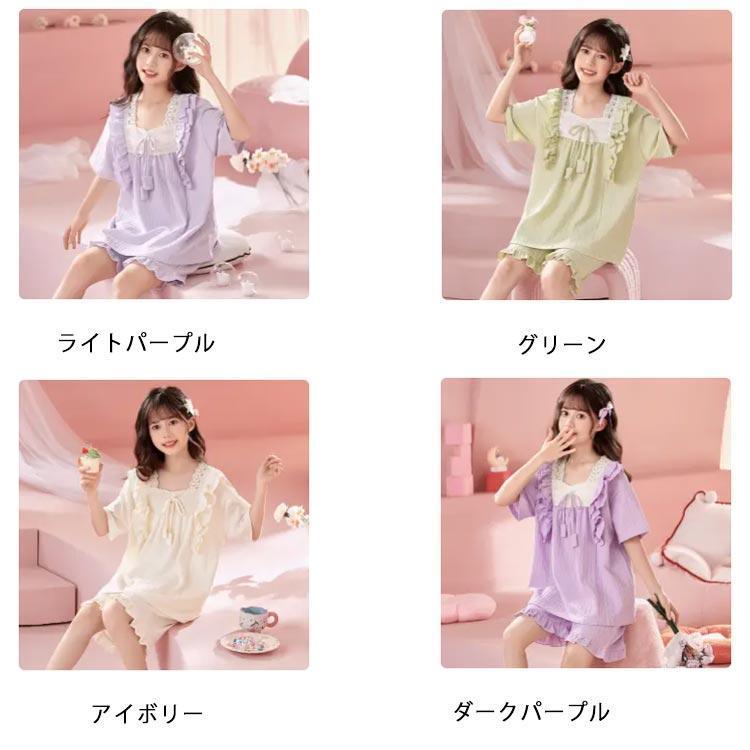 部屋着 女の子 半袖 上下セット 薄手 tシャツ パジャマ 寝間着 春 
