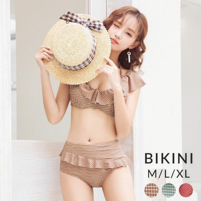 水着 ビキニ レディース フリル バンドゥビキニ 体型カバー セパレート 