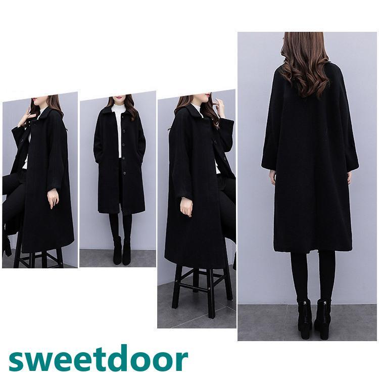 チェスターコート レディース 秋冬 40代 黒 ロング丈ラシャ