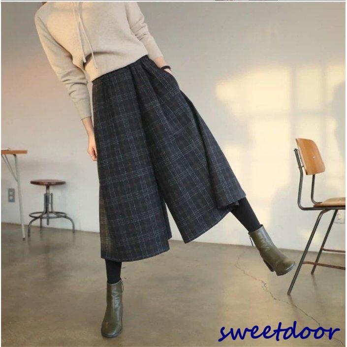 ワイドパンツ ガウチョパンツ レディース 7分丈 ハイウエスト タック