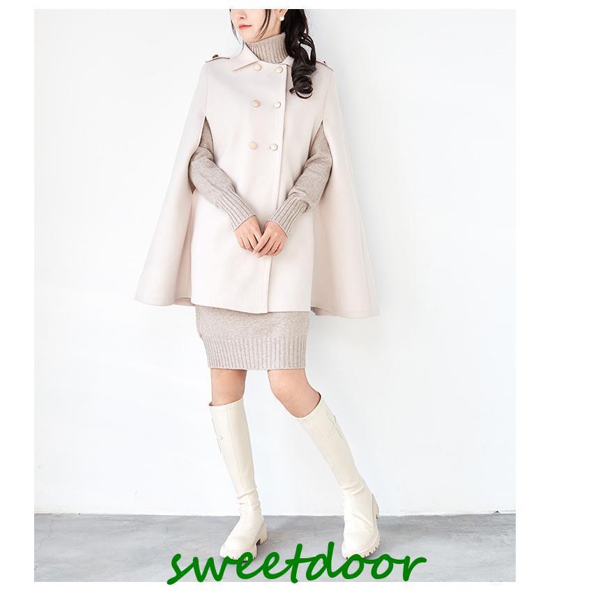 【美品】セルフォード　マントコート　ポンチョコート　ロング丈　モカ マントコートポンチョウールコートレディースロングダッフル