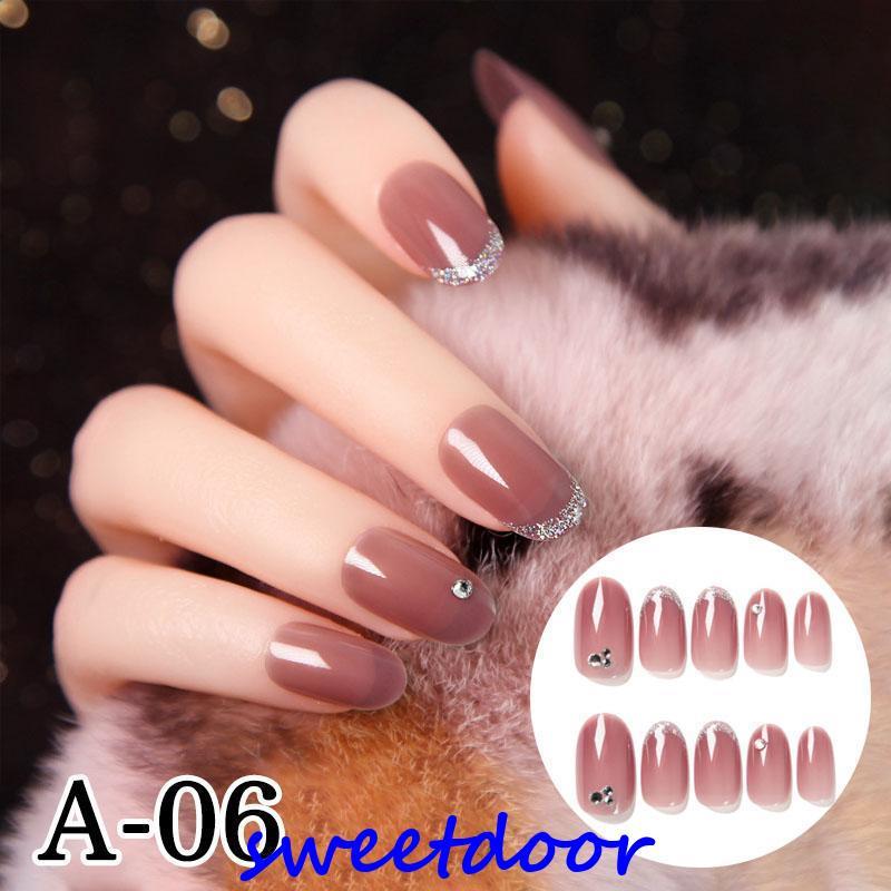 ショートネイルチップ可愛いオフィスラウンド オーバルシンプル