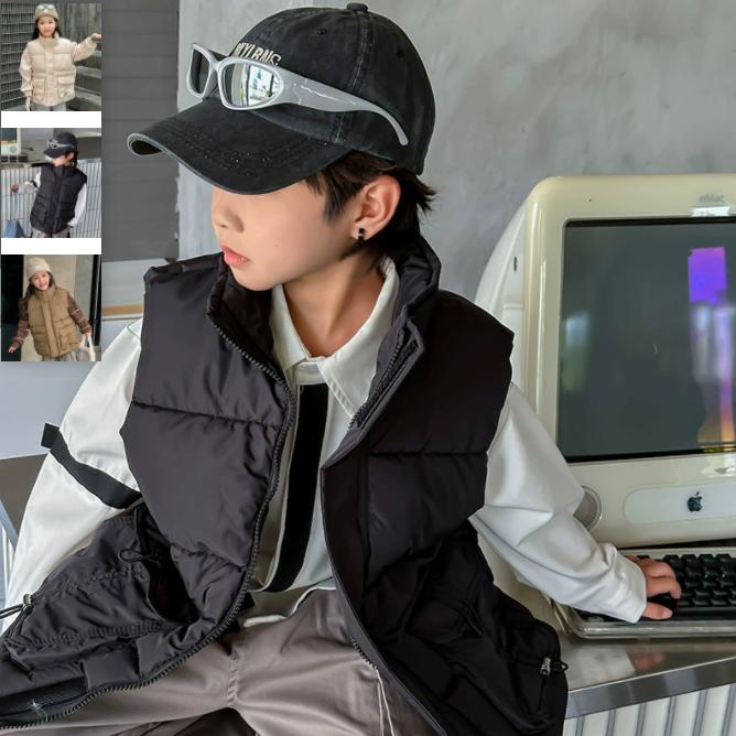ベスト 子ども 中綿ベスト ダウン 男の子 女の子 重ね着風 ダウン 
